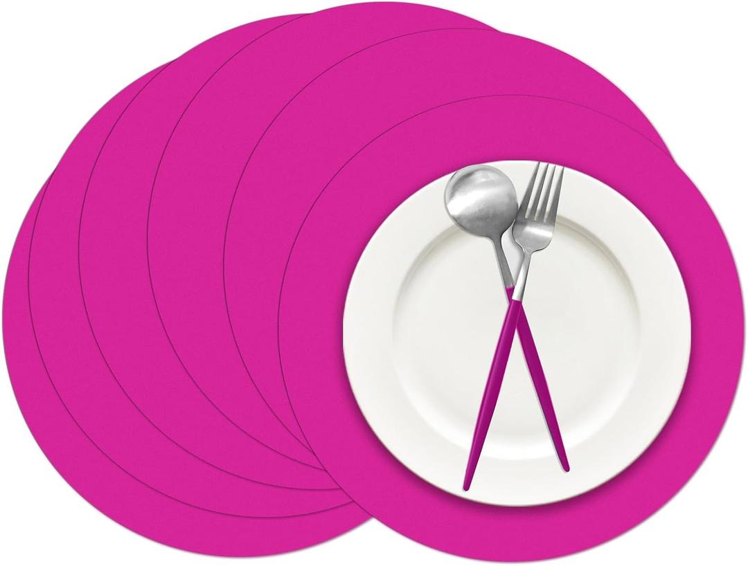 100 Pieces Hot Pink Paper Place Mats Round Disposable Table Mats Decorative Placemats for Wedding Bridal Shower Hot Pink Birthday Party Dining Decor