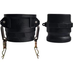 3 Inch Camlock Fittings Type D & F Polypropylene Cam and Groove Hose Fitting Kit with 3" Female & Male Camlock x 3" NPT Female & Male, Cam and Groove Hose Couplings