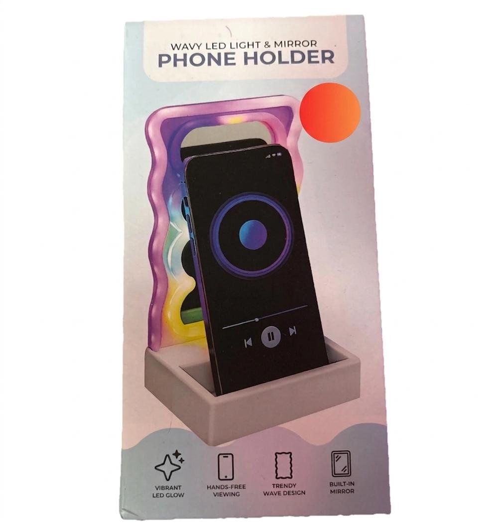 2 x Wavy LED light & Mirror Phone Holder