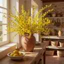 XunYee 12 PCS Fake Forsythia Long Stems 39.5" Artificial Forsythia Branches Yellow Forsythia Branches Artificial Orchids Flower Branches Faux Forsythia Stems for Home Wedding Indoor Outdoor Decoration