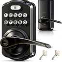 Veise Keypad Door Lock with Handle, Keyless Entry for Front Door & Bedroom, Electronic Lock with Code, Auto-Locking, Easy Installation, Passage Mode, Matte Black