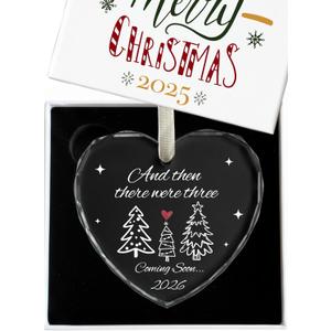 Heart's Sign Glass Christmas Pregnancy Ornament 2025 | Unique Christmas Pregnancy Announcement | Bump's First Xmas Announcement | Baby on The Way