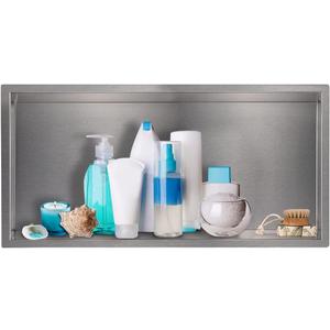 24"12" Shower Niche Brushed Stainless Steel, Recessed Shower Caddy, Bathroom Shelf Insert Fits for 22.8"x11" Wall Hole Installation (Nickel)