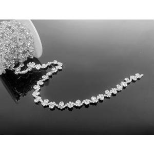 Feyarl 3 Yards Rhinestone Trim Chain Crystal Rhinestone Chain Ribbon Applique Strips String Crafts Bling Sewing Embellishments DIY for Fashion Dress Wedding Costume Shoes Jewelry Decor (0.39'' Wide)