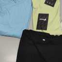 Ficerd 3 Pack Women's Ribbed Long Sleeve Tops, Crew Neck Slim Fit Undershirts Knit Basic Casual Stretch Layering Tee Shirts, Size Small (Black, Light Blue, Tender Green)