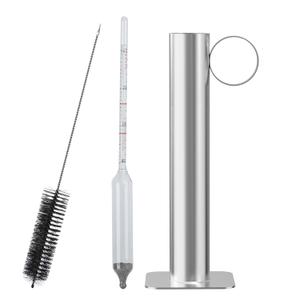 Maple Syrup Hydrometer Test Cup kit, Measures Sugar Content in The Syrup, Stainless Steel Maple Syrup Equipment, Design for Maple Syrup Supplies, Easy to Read and Accurate, with Cleaning Brush (silvery)