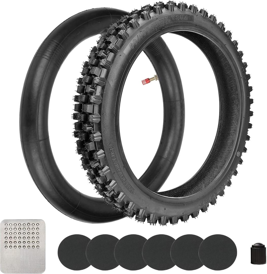 GREHUA 60/100-14 2.50-14 Front Tire and Inner Tube for KLX110 CRF110 KX65 XR70 SSR125 Tuttio Soleil01 110cc 125cc CRF70 KX60 KX110 JR80 RM65 TTR90 TTR110 PW80 Pit Dirt Bike Off Road Motocross Parts