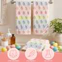 Hahafelt 3 Pcs Easter Hand Towels for Bathroom Easter Bunny Egg Rabbit Pattern 100% Cotton Absorbent Cute Spring Decorative Towels for Bathroom Kitchen Decor Gift, 13.4 x 30 Inch(Pastel,Egg)