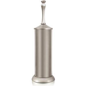 Stain Nickel Toilet Brush and Holder，Extra Long Handled Toilet Brush for Bathroom，Stainless Steel Heavy Duty Toilet Bowl Brush,Deep Cleaning Modern Toilet Cleaner Brush Space Saving, Covered Brush