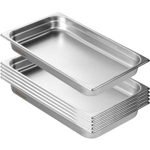 VEVOR 6 Pack Hotel Pans, Full Size Anti-Jam Steam Pan, 0.8mm Thick Stainless Steel Restaurant Steam Table Pan, 2.5-Inch Deep Commercial Table Pan, Catering Storage Food Pan, for Industrial & Scientifi VEVOR 6 Pack Hotel Pans, Full Size Anti-Jam Steam Pan, 0.8mm Thick Stainless Steel Restaurant Steam Table Pan, 2.5-Inch Deep Commercial Table Pan, Catering Storage Food Pan, for Industrial & Scientifi