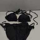 Tempt Me Women Plus Size Triangle Bikini String Two Piece Halter Tie Side Swimsuit Black, 18 Plus