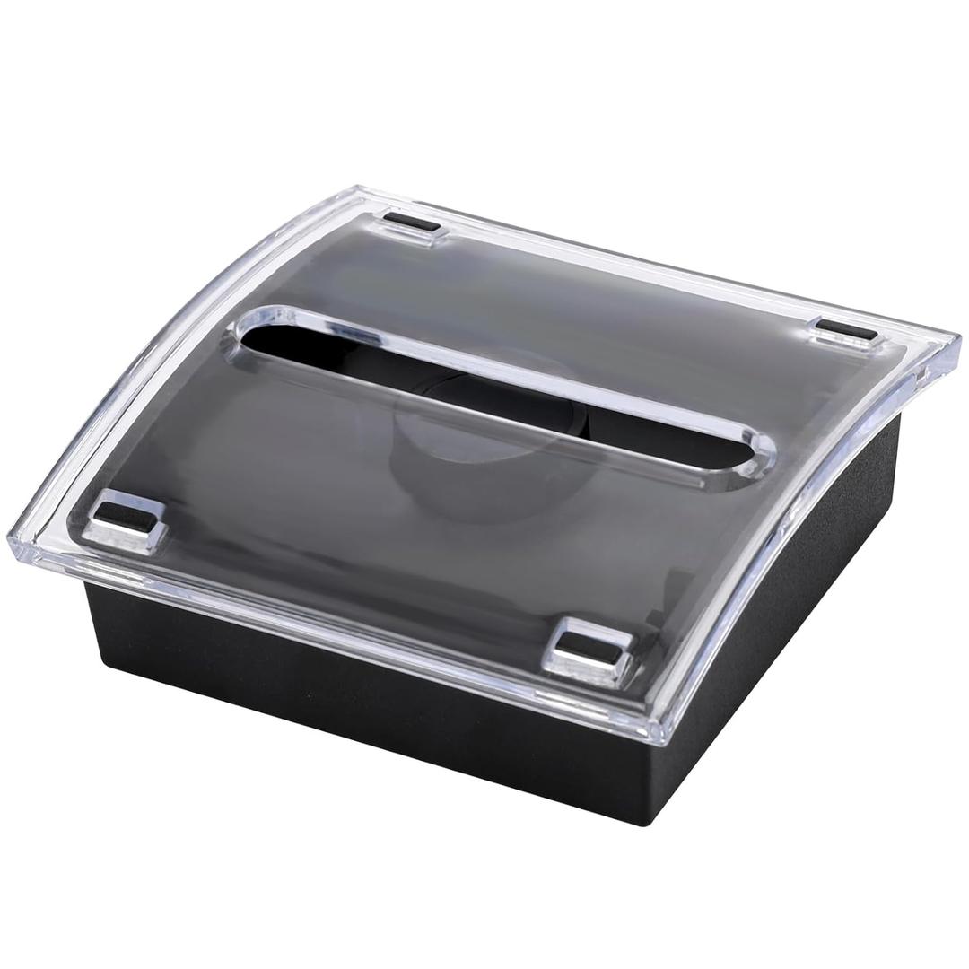 1 Pcs Pop Up Sticky Note Dispenser Sticky Note Holder Pop Up Note Dispenser Transparent Top for 3 x 3 Inch Sticky Notes School Office Home Store Black Base Clear Top (1)