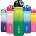 BJPKPK 25oz Insulated Water Bottle With Straw Stainless Steel Double Wall Water Bottles BPA Free Leak Proof Thermo With Lockable Flip Lid And Soft Silicone Spout,Bamboo Grove