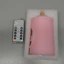 Valentine's Day Pink Real Wax Flameless LED Candle  Remote Control Timer and Flickering Light, Couple Embossed Design, Creates a Warm and Romantic Home Decor (Battery Operated)