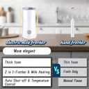 Huogary Milk Forther Simple Milk Frother and Steamer 2-in-1 Milk Steamer with Hot Milk Foam and Hot Milk for Latte, Macchiato, Cappuccinos, White Medium