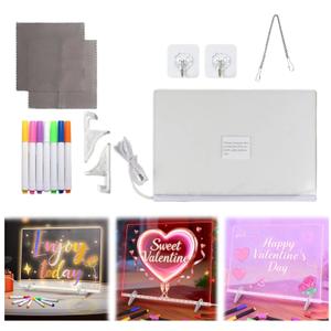 LED Note Board with 7 Colors,11.8"x7.9" Led Drawing Board for Kids with Invisible Stand, Light Up Dry Erase Board with 7 Markers, Dry Erase Board for Office School Home
