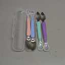 Lallisa 4 Pcs Double Head Baby Food Spoon Silicone Baby Fruit feeder Soft Feeding Food Scraper for Infants Fruit Mud Feeding (Multicolor) (purple, green, pink, cyan)