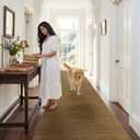 Puino Washable Jute Runner Rug 3x10 - Non Slip Hallway Rugs Natural Brown