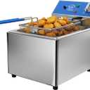 TOPKITCH 8L Professional Electric Fryer, 1800 W Commercial Electric Fryer Made of Stainless Steel with Basket, Temperature Control 80-200 °C, Fast Heating for Restaurant and Home