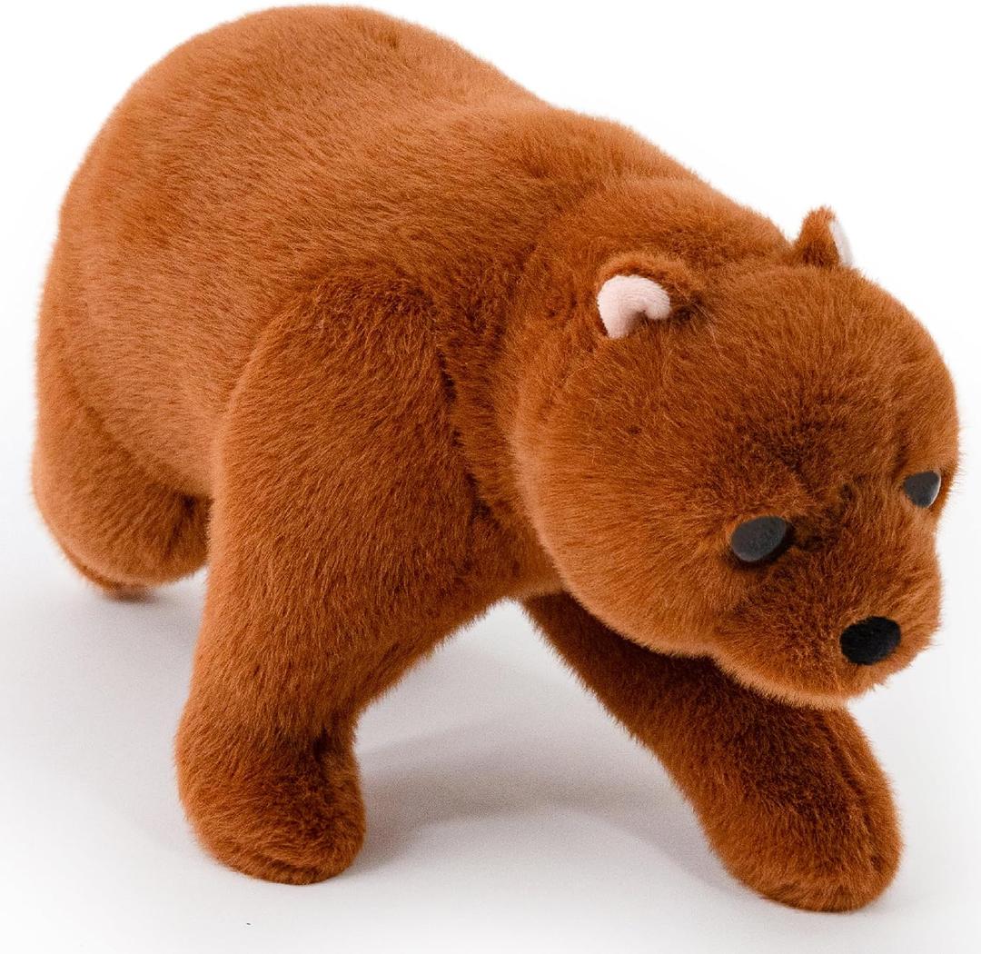 Stuffed Animal Brown Bear 15.5 Inch Soft Realistic Walking Plush Bear, Cuddly Plush Bear for Kids and Adults, Durable Washable Wildlife Decor Gift for Christmas, Valentines Day, Childrens Day