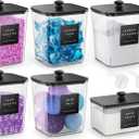Moforoco 5+1Pack Laundry Pods Container, Clear Laundry Room Organization Containers,Large Detergent Powder Storage, Black Wooden Lids & Labels, Acrylic Pods Holder
