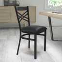 Flash Furniture Hercules Series "X" Back Metal Restaurant Chairs, Modern Upholstered Armless Dining Chairs for Restaurants/Kitchens, Set of 2, Black