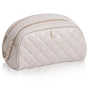 COSHAYSOO 18 19 20 21 25 30 40 50 Year Old Birthday Gifts for Women Her Unique Happy Birthday Party Favors, Travel Initial Quilted Makeup Bag Large Leather Monogrammed Cosmetic Bags Taupe Letter K