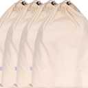 HB 4-Pack Cotton Large Drawstring Pouches 19" x 24" Muslin Grocery Home Storage Luggage Organizer Storage Dust-Proof Bags Cover for Shoes, Handbags, Backpacks