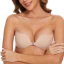 Lolaura Invisible Sticky Bra for Women Strapless Adhesive Bra, with 3inch Nipple Cover, for Backless Dresses, Nude D, Pack of 2