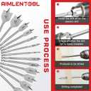 13 Piece Spade Drill Bit Set, Paddle Flat Bit for Woodworking, Hole Cutter Wood Drill Bit Set with Quick Change Shank, 1/4" to 1-1/2", Nylon Storage Pouch Included