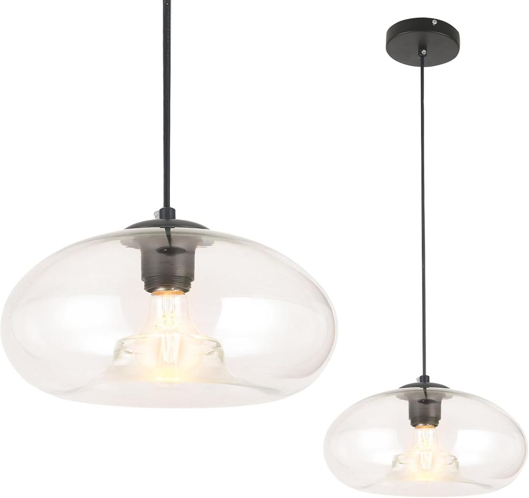 Clear Glass Pendant Lights Kitchen Island Lighting Globe Pendant Light Fixtures IIndustrial Vintage Pendant Lighting for Kitchen Island Bedroom Living Dining Room Light Fixture