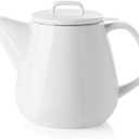Sweejar 40oz Tea pot with Removable Stainless Steel Infuser,Dishwasher Safe Tea Pots for Loose Tea,Tea Pots with Infuser for Chrismas Women Gift (White)