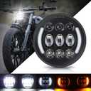 SUPAREE 5.75 Inch LED Motorcycle Headlight with Halo DRL & Turn Signal Plug & Play 5-3/4" Motorcycle Projection Headlight Compatible with Dyna Softail Deuce Wide Glide Sportster Indian Scout 