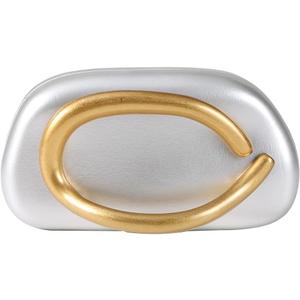 Dreubea Minimalist Gold-Tone Art Deco Clutch Bag  Elegant Metallic Accent Evening Handbag Purse for Women (Silver)