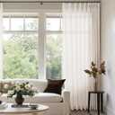 Pinch Pleat Extra Wide 72 x 108 Inch Linen Curtains for Living Room Divider Pleated Drapes with Hooks Rings Light Filter Semi Sheer Cream Ivory Patio Sliding Door Big Window Curtains 108 Inch Length