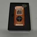 Torch Lighter with Cutter, Punch, Holder, Draw Enhancer Tool, and Dual Windproof Jet Flames, Refillable Butane Lighters with Gift Box, Multi-Function Lighter Accessories, Cool Lighters for Men (Yellow Peach Wood Grain)