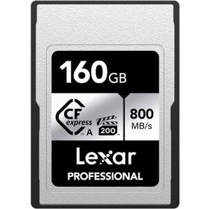 Lexar 160GB Professional CFexpress Type A SILVER Series Memory Card, Compatible with Sony Cameras w/ Type A Card Slot, Up to 800/700 MB/s Read/Write, 8K Video, VPG 200 (LCAEXSL160G-RNENG)