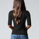 Neer 2 Pack Women's Scoop Neck Tops Half Sleeve Stretchy Cotton Blend Slim Fitted T-Shirts Tight Casual Basic Summer Tees L