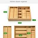 HULISEN Double Layer Bamboo Utensil Drawer Organizer, 2 Tier Silverware Cutlery Drawer Organizer with Sliding Top & Removable Knife Holder, Deep 8-Slot Kitchen Drawer Organizer