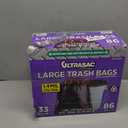 Ultrasac Black Large Heavy Duty Drawstring Trash Bags 33 Gallon 1.4 MIL, 33.5" x 38" - Pack of 86 - For Home, Commercial, Construction, & Outdoor