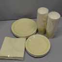 Tioncy 200 Pcs Disposable Paper Plates Cups and Napkins Party Supplies Serve 50 Guests Disposable Paper Dinnerware Set for Graduation Birthday Wedding Baby Shower Family Picnic(Yellow)