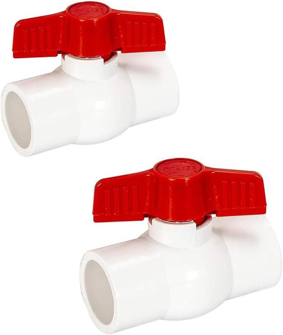 2 PCS 1-1/2 Inch PVC Ball Valve, Water Shut Off Valve for Plumbing
