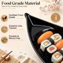 4 Pack Sushi Boat Serving Plates, 10 Inch Melamine Sushi Serving Tray with Divider, Japanese Sashimi Plate for Soy Sauce, Wasabi, Appetizers, Restaurant Home Party (Red,Black)