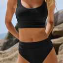 ANRABESS Bikini Sets for Women Summer 2026 High Waisted 2 Piece Bathing Suit Tummy Control Swimsuit Color Block Swimwear (Black, S)