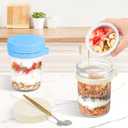 Xyptorix 6 Pack Overnight Oats Containers with Lids and Spoons, 16 oz Mason Jars with Removable Separate Compartments, Airtight and Leak-Proof Glass Jars for Chia Pudding, Yogurt, and Oatmeal