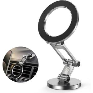 Syncwire Fits MagSafe Car Mount for Car Dash&Tesla Screen[All-Metal] Magnetic Phone Holder, [Flexible Three-axis]360 Rotation Car Mount Strong Magnets Car Phone Holder for iPhone 16 15 14 13 Pro Max