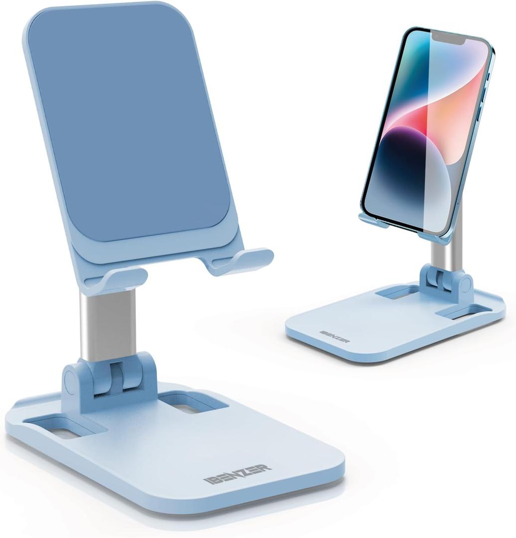 Folding Cell Phone Stand,Adjustable Angle Height Phone Stand/Portable Phone Holder Suitable for All Smartphones（Blue）