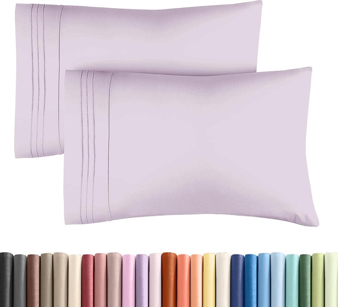 King Pillow Cases Set of 2 - Ultra Soft Hotel Quality Pillowcase Covers - Comfy, Cozy & Wrinkle Free - Shrinkage and Fade Resistant - Machine Washable Pillow Protectors - 2 Piece Set - Light Lavender