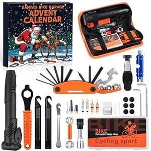 Bike Repair Tool Advent Calendar for Adult Men Teens, 24 Day Bicycle Repair Kit with Multitool, Bone Wrench & Patches Christmas Countdown Calendar for Husband or Son