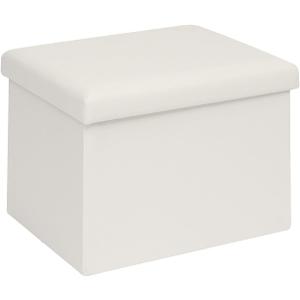 B FSOBEIIALEO Folding Storage Ottoman Cube Faux Leather Ottomans for Living Room, Bedroom, Home Office, Dorm Storage Footrest White 16.5"x12.6"x12.6"
